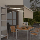 markise m. gardin + LED 3x2,5 m manuel betjening cremefarvet