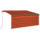 markise m. gardin + LED 3x2,5 m manuel betjening orange og brun