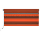 markise m. gardin + LED 3x2,5 m manuel betjening orange og brun