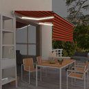 markise m. gardin + LED 3x2,5 m manuel betjening orange og brun