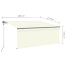 markise m. gardin 3x2,5 m automatisk betjening cremefarvet