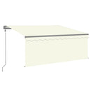 markise m. gardin+LED+vindsensor 3x2,5 m automatisk cremefarvet