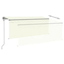 markise m. gardin+LED+vindsensor 3x2,5 m automatisk cremefarvet