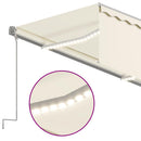 markise m. gardin+LED+vindsensor 3x2,5 m automatisk cremefarvet