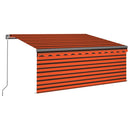 markise m. gardin 3,5x2,5 m manuel betjening orange og brun