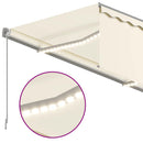markise m. gardin + LED 3,5x2,5 m manuel betjening cremefarvet