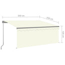 markise m. gardin + LED 3,5x2,5 m manuel betjening cremefarvet