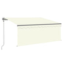 markise m. gardin 3,5x2,5 m automatisk betjening cremefarvet