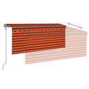 markise m. gardin 3,5x2,5 m automatisk betjening orange og brun
