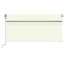 markise m. gardin+LED+vindsensor 3,5x2,5 m auto cremefarvet