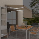 markise m. gardin+LED+vindsensor 3,5x2,5 m auto cremefarvet