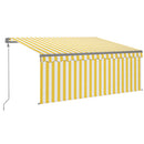markise m. gardin+LED+vindsensor 3,5x2,5 m auto gul og hvid