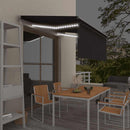 markise m. gardin+LED+vindsensor 3,5x2,5 m auto antracitgrå