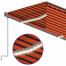 markise m. gardin+LED+vindsensor 3,5x2,5 m auto orange/brun