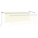 markise m. gardin + LED 4x3 m manuel betjening cremefarvet