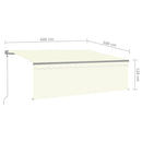 markise m. gardin 4x3 m automatisk betjening cremefarvet