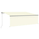 markise m. gardin+LED+vindsensor 4x3 m automatisk cremefarvet