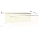 markise m. gardin+LED+vindsensor 4x3 m automatisk cremefarvet