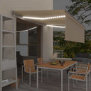 markise m. gardin+LED+vindsensor 4x3 m automatisk cremefarvet