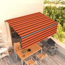markise m. gardin 4,5x3 m manuel betjening orange og brun