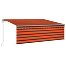 markise m. gardin+LED+vindsensor 4,5x3 m automatisk orange/brun