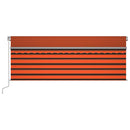 markise m. gardin+LED+vindsensor 4,5x3 m automatisk orange/brun
