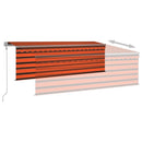 markise m. gardin+LED+vindsensor 4,5x3 m automatisk orange/brun