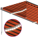 markise m. gardin+LED+vindsensor 4,5x3 m automatisk orange/brun