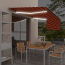 markise m. gardin+LED+vindsensor 4,5x3 m automatisk orange/brun