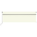 markise m. gardin + LED 5x3 m manuel betjening cremefarvet