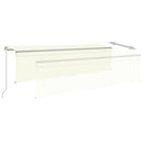 markise m. gardin + LED 5x3 m manuel betjening cremefarvet