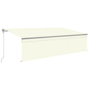 markise m. gardin+LED+vindsensor 5x3 m automatisk cremefarvet