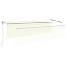 markise m. gardin+LED+vindsensor 5x3 m automatisk cremefarvet