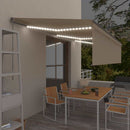 markise m. gardin + LED 6x3 m manuel betjening cremefarvet