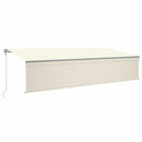 markise m. rullegardin+LED+vindsensor 6x3 m auto cremefarvet
