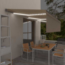 markise m. rullegardin+LED+vindsensor 6x3 m auto cremefarvet