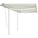 markise m. LED-lys 3x2,5 m manuel betjening cremefarvet