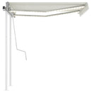 markise m. LED-lys 3x2,5 m manuel betjening cremefarvet