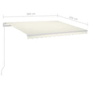markise m. LED-lys + vindsensor 3x2,5 m automatisk cremefarvet