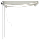 markise m. LED-lys + vindsensor 3x2,5 m automatisk cremefarvet