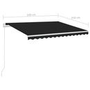 markise m. LED-lys + vindsensor 3x2,5 m automatisk antracit