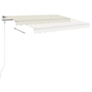 markise m. LED-lys 3,5x2,5 m manuel betjening cremefarvet