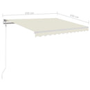 markise m. LED-lys 3,5x2,5 m manuel betjening cremefarvet