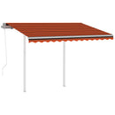 markise med stolper 3,5x2,5 m automatisk orange og brun