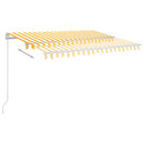 markise m. LED-lys + vindsensor 3,5x2,5 m automatisk gul + hvid