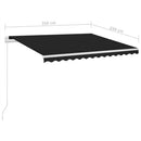 markise m. LED-lys + vindsensor 3,5x2,5 m automatisk antracit