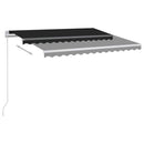 markise m. LED-lys + vindsensor 3,5x2,5 m automatisk antracit