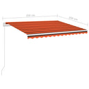 markise m. LED + vindsensor 3,5x3 m automatisk orange og brun