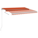 markise m. LED + vindsensor 3,5x3 m automatisk orange og brun