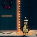 dekorativ julepingvin m. LED-lys 60 cm luksuriøst stof